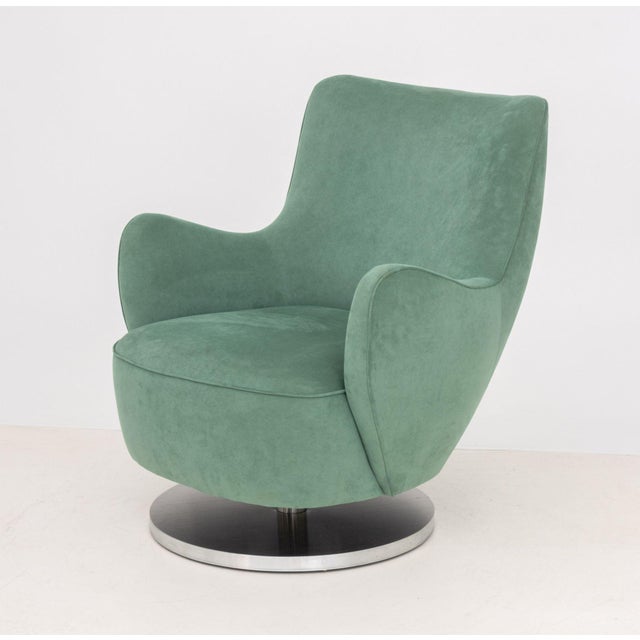 Early 21st Century Vladimir Kagan Barrel Swivel Chair and Ottoman For Sale - Image 5 of 10