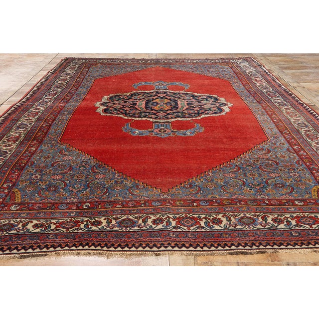 Red Late 19th Century Antique Persian Halvai Bijar Rug - 07'06 X 11'10 For Sale - Image 8 of 9