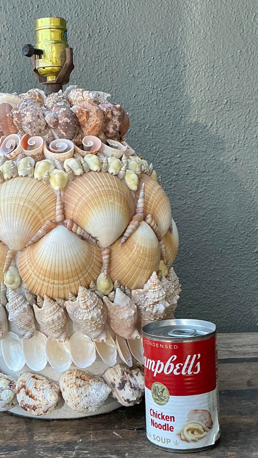 Vintage Shell Encrusted Lamps - A Pair - Top view