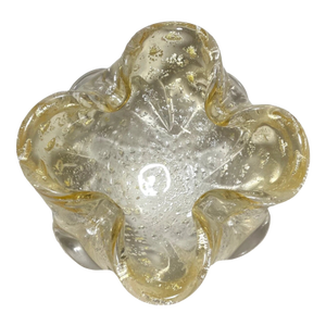 Vintage Blown Murano Venetian Art Glass Cigarette Cigar Gold Ashtray Italian