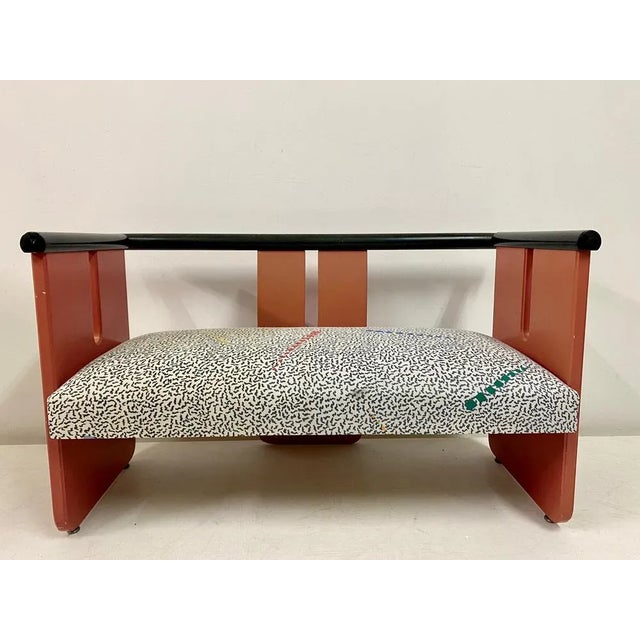 Red Set of Postmodern Bench and Mirror, 1980s For Sale - Image 8 of 11