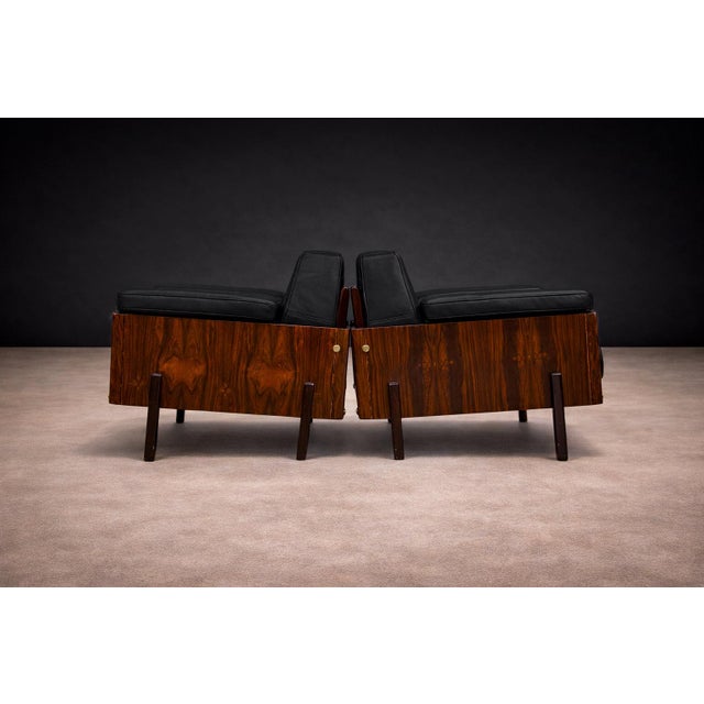 Pair of Armchairs in Rosewood & Black Leather, Bertomeu, 1960s For Sale - Image 10 of 11