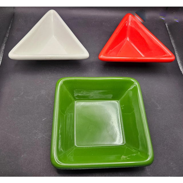 This marvelous set of 3 Nordstrom dipping, sauce or nut bowls are created in gorgeous ceramic with bright glazes in white,...