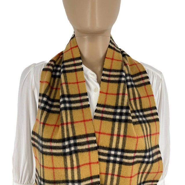 Burberry Children Brown Plaid 100% Cashmere Scarf. Classic Burberry check in camel brown with black, white and red...