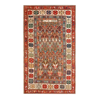 Superb Black Background Color and Diamond Patters Design Antique Caucasian Karabagh Rug For Sale