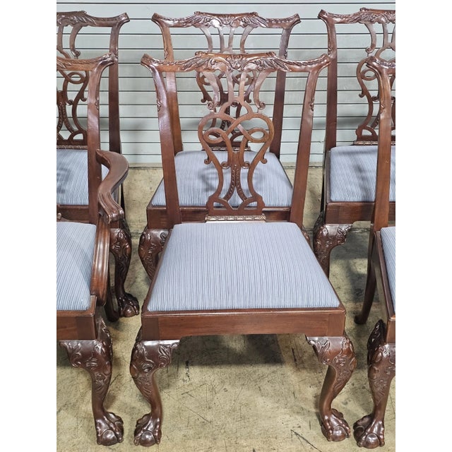 Chippendale Late 20th Century Set of 8 Baker Stately Homes Mahogany Chippendale Dining Chairs Claw and Ball For Sale - Image 3 of 18