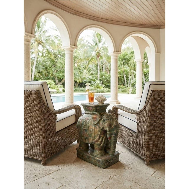 Ceramic Majestic Vintage Distressed Ceramic Elephant Garden Seat For Sale - Image 7 of 12
