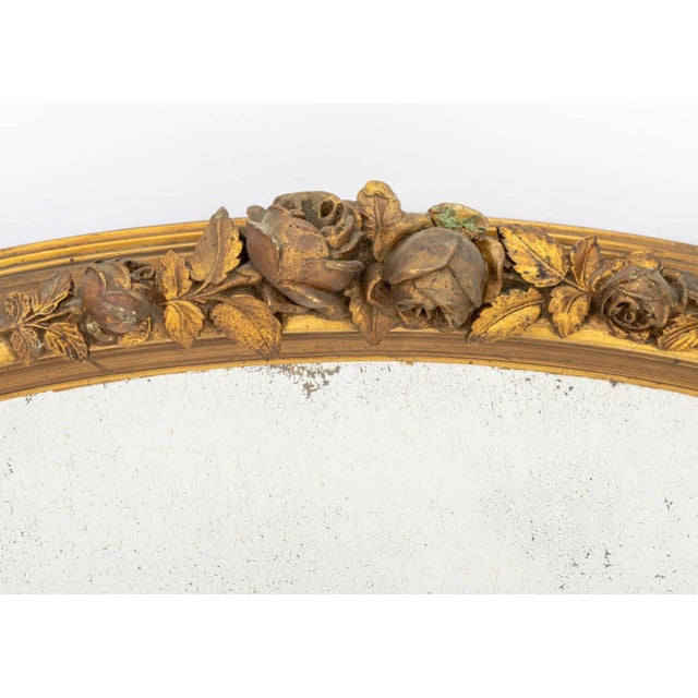 Modern Early 20th Century Gilded Age Gilt Composition Oval Beveled Mirror For Sale - Image 3 of 6