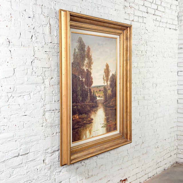 Realism Late 20th Century Monumental Oil Landscape Painting in Ornate Gilded Frame Signed by Henry Kim For Sale - Image 3 of 12