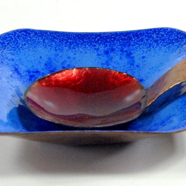 Blue Italian Enameled Copper Bowls, 1960s, Set of 4 For Sale - Image 8 of 10
