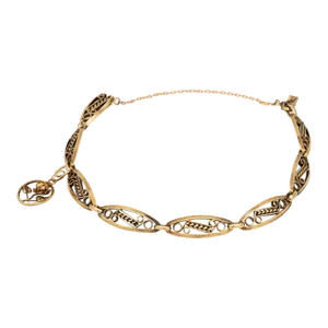 Vintage 1950s Mid Century French Bracelet 18k Yellow Gold 7.5" Flower Charm