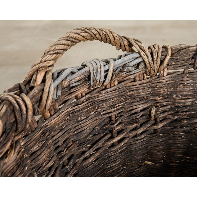 Large Rustic French Provincial Wine Harvest Basket For Sale - Image 9 of 18