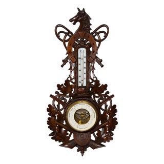 Dutch Carved Wooden Barometer with Horse Motif by Gebroeders Caminada, Rotterdam For Sale