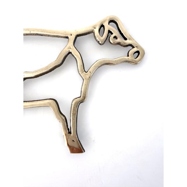 Vintage Brass Cow Trivet For Sale - Image 4 of 13