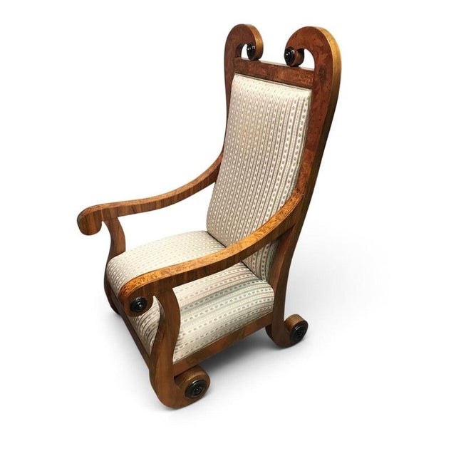 Wood Biedermeier Tall-Back Armchairs with Floral Marquetry, 1830, Set of 2 For Sale - Image 7 of 14