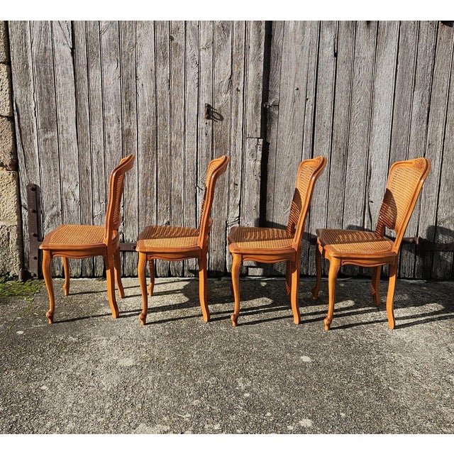 Vintage Wooden Cane Dining Chairs, Set of 4 For Sale - Image 5 of 18