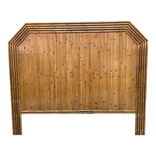 Vintage Rattan and Faux Bamboo Full Size Headboard For Sale