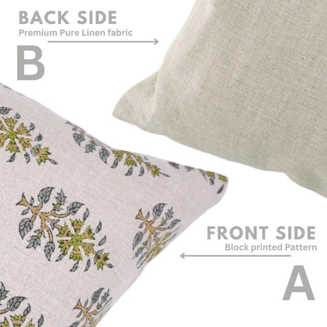 Fabdivine Cozy Throw Pillow Covers Handmade Block Print for Bedroom & Living Room Size- 14x14- Gunaari For Sale - Image 4 of 5