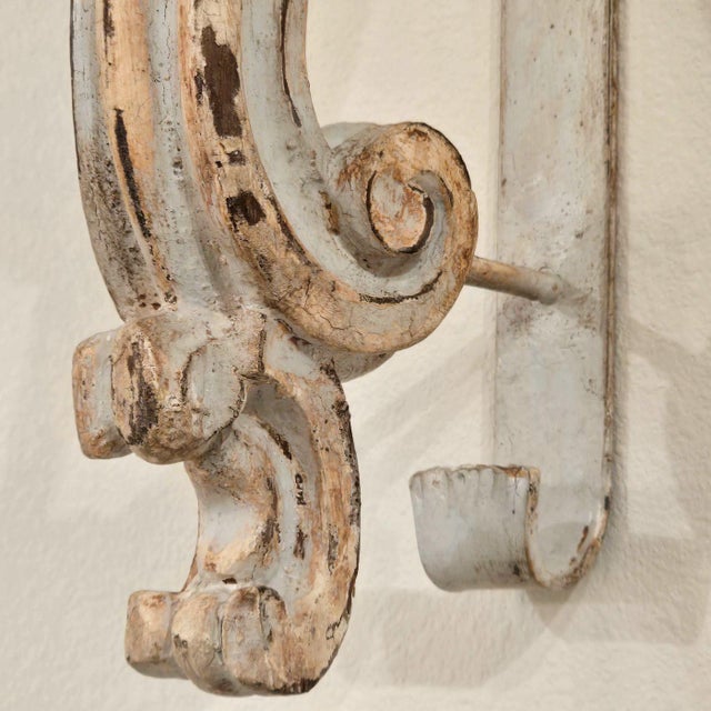 1950s Pair of Neoclassical Wooden Candle Holders - Sconces For Sale - Image 10 of 10