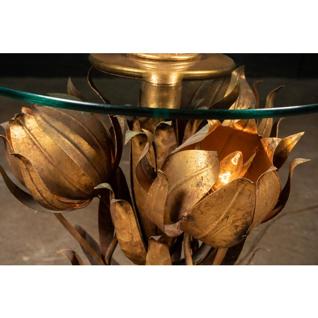 Vintage Hollywood Regency Lamp Table With Floral Motif Lamps For Sale In Chicago - Image 6 of 7