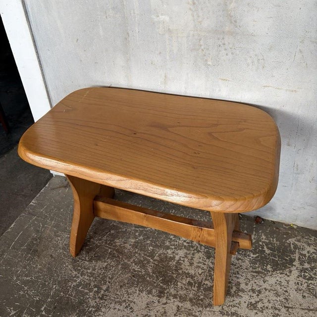 Contemporary Mid-Century Brutalist Elm Side Table For Sale - Image 3 of 10