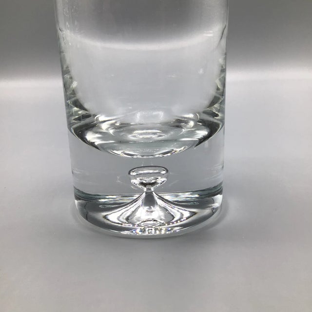 1990s Vintage Krosno Clear Glass Bubble Bottom Decanter and 8 Crisa Dimple Bottom Bourbon/Whiskey Glasses - Set of 9 For Sale - Image 5 of 13