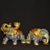 Vintage Cloisonne Enamel Elephant Pair – 6.7" Gilt Figures With Floral Motif For Sale - Image 4 of 9