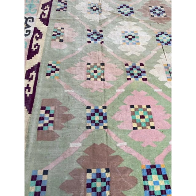Large Indian Dhurrie Flat-Woven Rug For Sale - Image 3 of 14