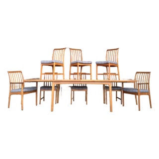 Mid Century Modern Swedish Teak Dining Set 8 Chairs For Sale