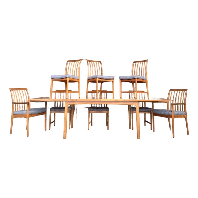 Mid Century Modern Swedish Teak Dining Set 8 Chairs For Sale
