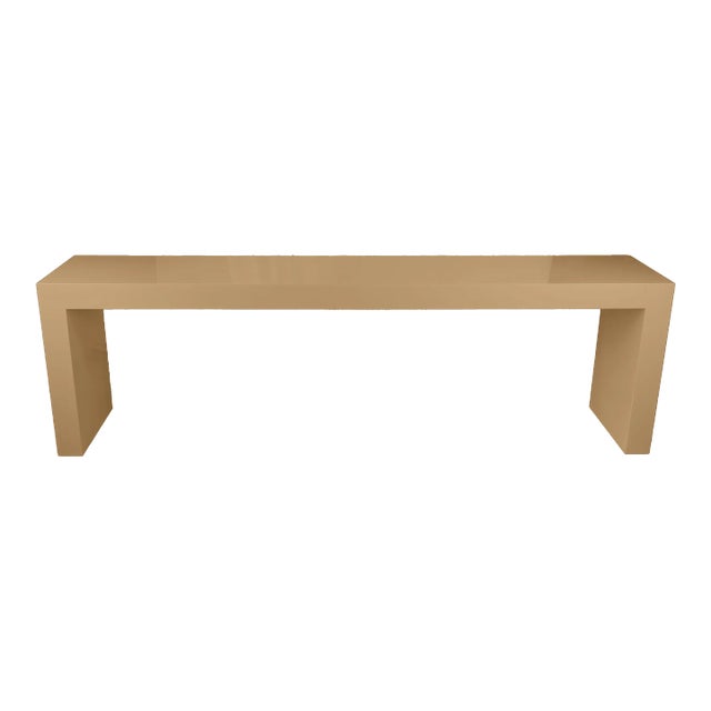 Custom 90" Oversized Waterfall Console Table in Classic Caramel For Sale