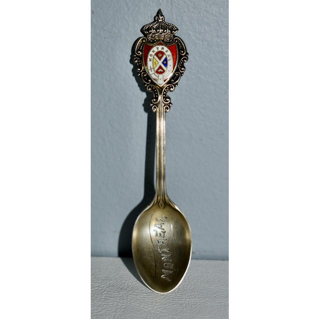 Paint Antique Montreal Sterling & Enamel Decorative Collectors Spoon For Sale - Image 7 of 11