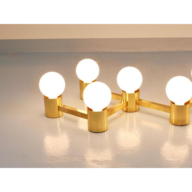 Zigzag Brass Ceiling and Wall Light in the style of Gaetano Sciolari, Austria, 1970s For Sale - Image 10 of 18