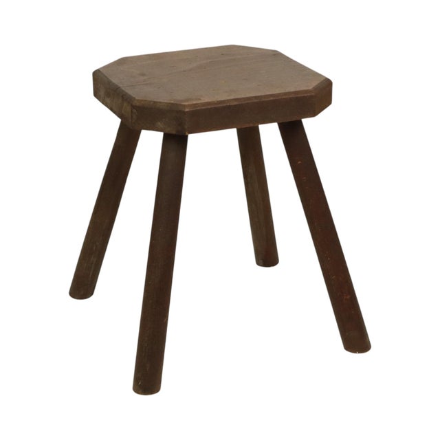 Brutalist Brutalist Rustic Wood Milk Stool For Sale - Image 3 of 15