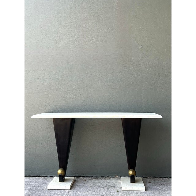 Vintage Boho Postmodern Tessellated Bone Console Table For Sale - Image 9 of 12