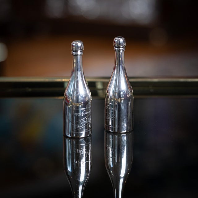 Metal Silver Champagne Bottle Bubble Blowers from Asprey & Garrard, 2000s, Set of 2 For Sale - Image 7 of 14