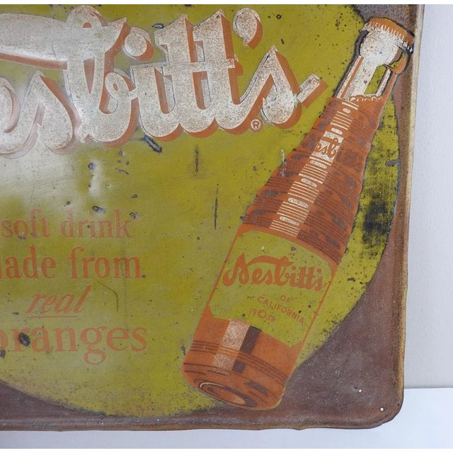 American Vintage Rustic Nesbitts Soda Sign For Sale - Image 3 of 5