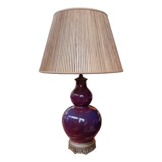 1930s Chinese Ceramic Gourd Vase Table Lamp For Sale