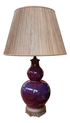 1930s Chinese Ceramic Gourd Vase Table Lamp