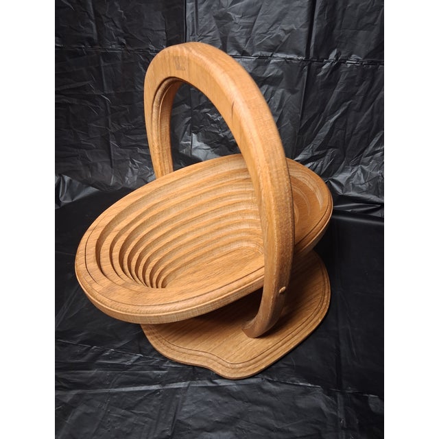 Amber Vintage Solid Oak Collapsible Basket For Sale - Image 8 of 11