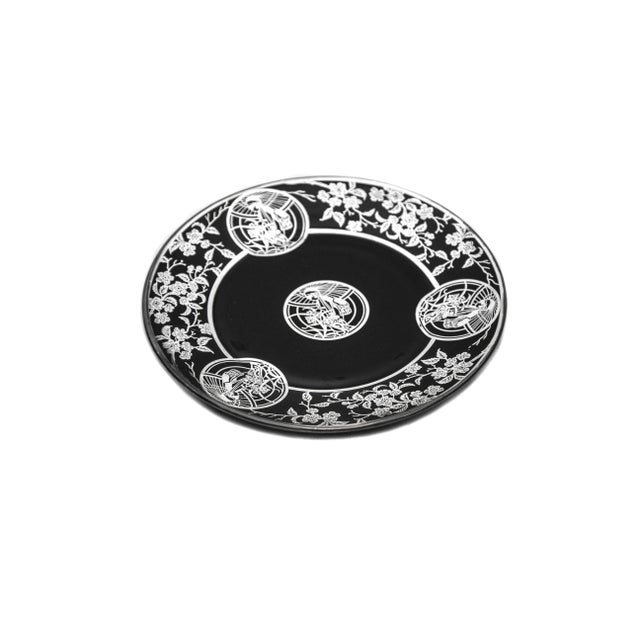 1920s Rockwell Geisha and Pairpoint Black Glass Sterling Overlay Plates - Set of 4 For Sale In New York - Image 6 of 8