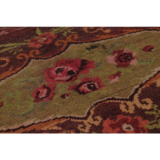 Rug & Kilim Vintage Tulu Rug in Brown With Polychromatic Floral Medallion - Rug & Kilim For Sale - Image 4 of 8