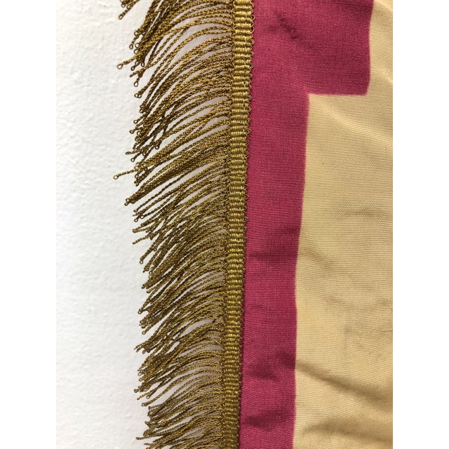 Antique French Hand-Decorated Silk Wall Flag For Sale In Boston - Image 6 of 12