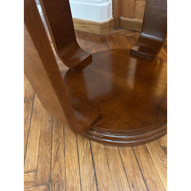 Polish Art Deco Coffee Table Period : 30’s – 40’s of XX ct. Made of solid oak wood ( base ) and oak venner ( top ) Restored