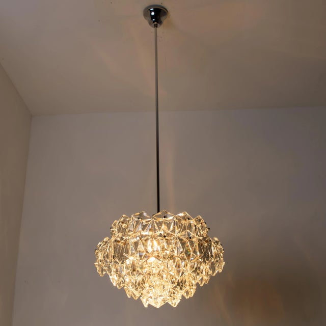 Silver Chrome and Crystal Chandelier, 1970s For Sale - Image 8 of 18