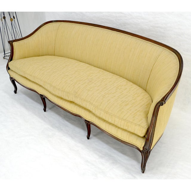 Early 20th Century Fine Carved Gold Upholstery Country French c1920s Down Filled Cushion Sofa MINT For Sale - Image 5 of 15