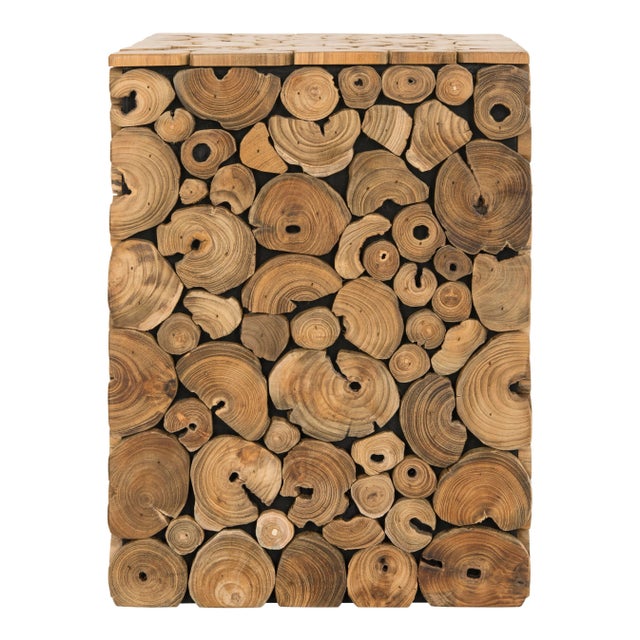 Woodcut Stool in Medium Oak & Black For Sale - Image 4 of 10