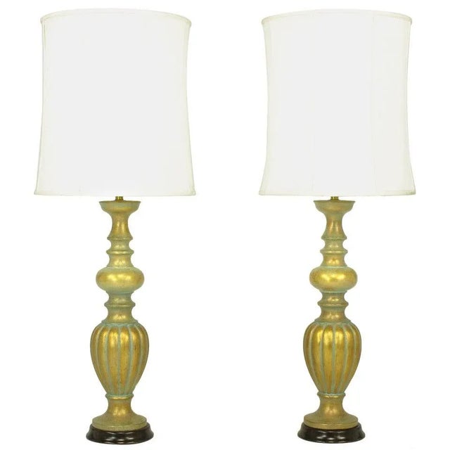 Gold Substantial Patinated Gilt Baluster Table Lamps - a Pair For Sale - Image 8 of 8