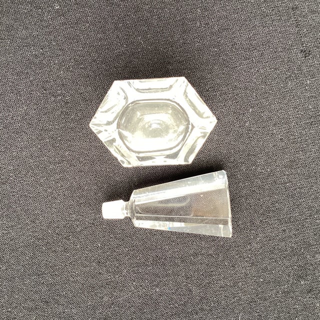 Art Deco Lead Glass Six Sided Perfume Bottle For Sale - Image 3 of 5