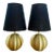 Kate Spade Don’t Burst My Bubble Brushed Gold Sphere Lamps With Black Shades, a Pair For Sale
